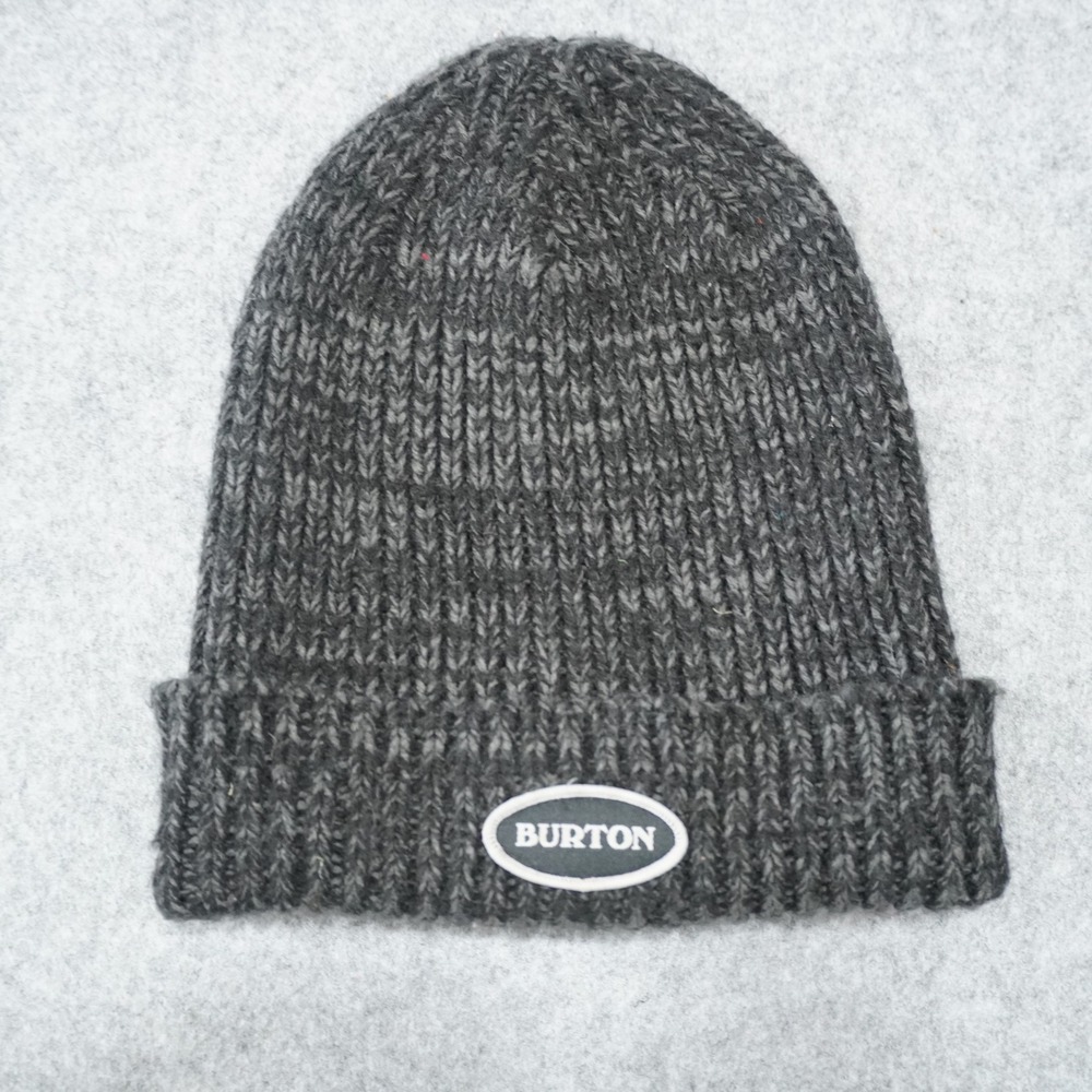 Burton Chunky Knit Hat Angus Beanie Grey Knit Cuffed Winter Snowboard Hat